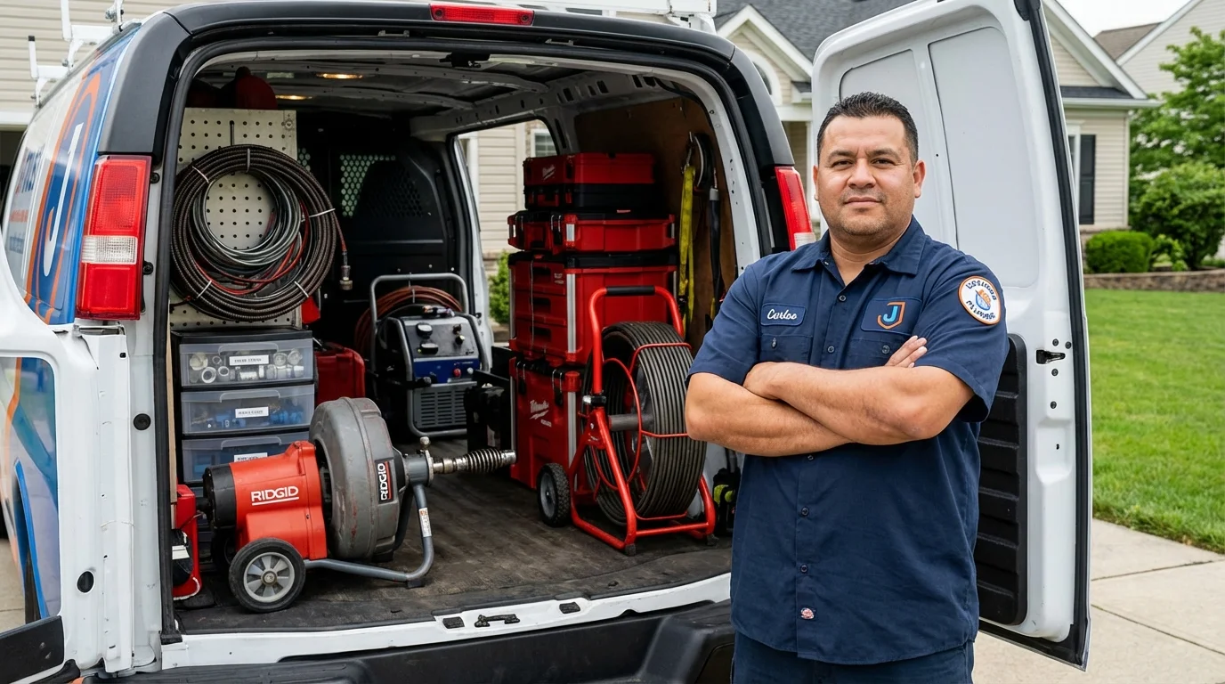 Professional drain cleaning equipment and Johns Plumbing LLC plumber in Carl Junction